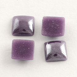 Cabochons de verre opaque plaqué nacré, carrée, support violet, 6x6x3mm