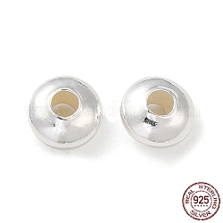 Séparateurs perles en 925 argent sterling, perles de soucoupe, couleur d'argent, 4.3x2mm, Trou: 1mm