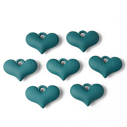 Акриловые подвески из прорезиненного стиля, надутое сердце, зелено-синие, 25x37x10 мм, отверстие : 4.5 мм