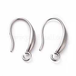 304 Stainless Steel Earring Hooks, with Horizontal Loops, Stainless Steel Color, 18x10x2.5mm, Hole: 2mm, 21 Gauge, Pin: 0.7mm