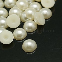 A metà intorno / cupola di perle imitato cabochon acriliche, bianco crema, 2.5mm