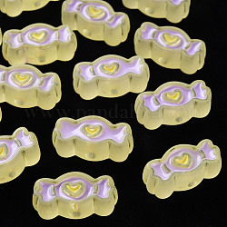 Perles en acrylique transparente, avec l'émail, mat, candy, jaune, 13.5x26.5x9.5mm, Trou: 3mm