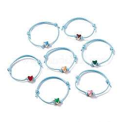 Bracelet cordon perlé coeur, bracelet d'amitié réglable pour femme, couleur mixte, diamètre intérieur: 2-3/8~3-1/2 pouce (6.1~8.8 cm)