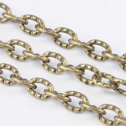 Iron Textured Cable Chains, Unwelded, with Spool, Antique Bronze, 4x3x0.7mm, about 328.08 Feet(100m)/roll