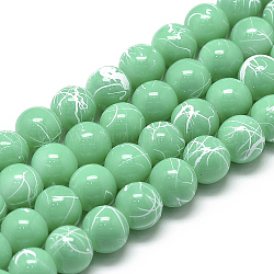 Chapelets de perles en verre d'effilage, cuisson peint, teinte, ronde, aigue-marine moyenne, 4mm, Trou: 1mm, Environ 210 pcs/chapelet, 31.4 pouce
