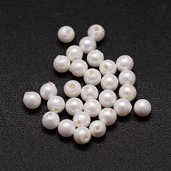 Shell-Perlen, Runde, Klasse A, Hälfte gebohrt, weiß, 3~3.5 mm, Bohrung: 1 mm