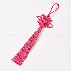 Poliestere decorazioni nappa pendente, nodo cinese, rosso ciliegia, 160~260x45~60mm