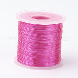 Cordino di cristallo elastico piatto giapponese, filo per perline elastico, per realizzare bracciali elastici, rosa caldo, 0.5mm, circa 328.08 iarde (300 m)/rotolo