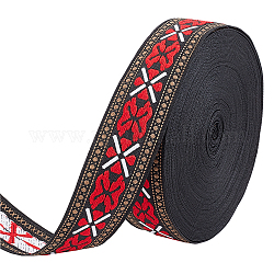 FINGERINSPIRE 20 Yards/18.3m Black Red Vintage Jacquard Ribbon 35mm Floral Butterfly Pattern Embroidered Woven Trim Ethnic Style Polyester Ribbons Retro Fabric Trim for Clothing and Craft Decor