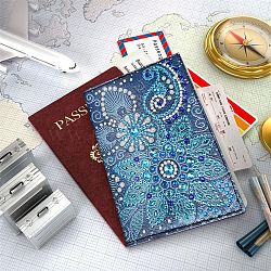 Kit di copertura del passaporto con pittura diamante fai da te, compresi strass in resina, penna adesiva diamante, vassoio piatto e colla di argilla, colorato, 140x200mm