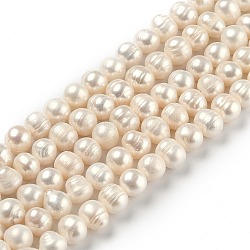 Natural Cultured Freshwater Pearl Beads Strands, Potato, Bisque, 8.5~12mm, Hole: 0.7mm, about 40pcs/strand, 14.84 inch(37.7cm)