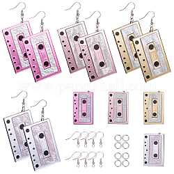 DIY Dangle Earrings Making Kits, with Acrylic Tape Big Pendants, Brass Earring Hooks, Iron Jump Rings and Storage Container, Mixed Color, 7.4x7.3x2.5cm, about 46pcs/box