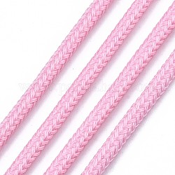 Cordons tressés en polyester lumineux, perle rose, 3mm, à propos de 100yard / bundle (91.44m / bundle)