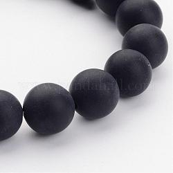 Évaluer un brins de perles d'agate noire naturelle, teinte, mat, ronde, 10mm, Trou: 1mm, Environ 39 pcs/chapelet, 16 pouce