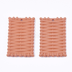 Acryl-Anhänger, Imitation gewebtes Rattan-Muster, Rechteck, Tomate, 48.5x30x4 mm, Bohrung: 2 mm