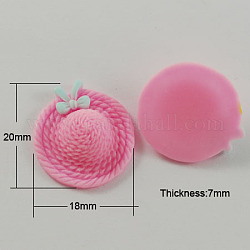 Hat Resin Cabochons, Hot Pink, 20x18x7mm