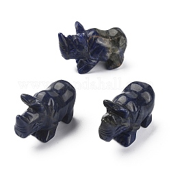Figuras de rinoceronte curativo talladas en sodalita natural, estatuas de piedras reiki para terapia de meditación de equilibrio energético, 52~58x21.5~24x35~37mm
