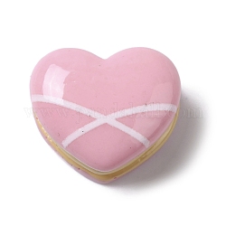 Opaque Resin Imitation Food Decoden Cabochons, Heart Macaron, Pink, 15x17.5x10mm