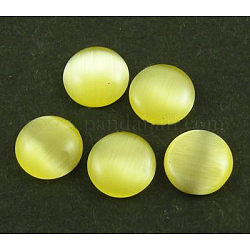 Cat Eye Glass Cabochons, Half Round/Dome, Gold, about 20mm in diameter, 3~5mm thick