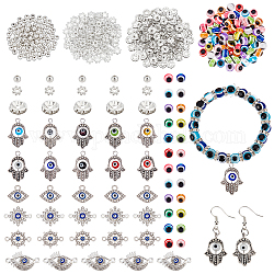 Superfindings perles et pendentifs et liens, y compris les pendentifs en alliage au chalumeau, laiton & fer strass & perles de résine, pendentif en alliage et lien et perles, couleur mixte, 440 pcs / boîte