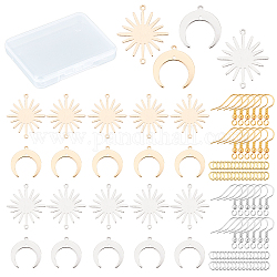 CREATCABIN DIY Earring Making Kit, Including 24Pcs Brass Pendant, 24Pcs Earring Hooks, 70Pcs Open Jump Rings, Platinum & Golden, 118pcs/box