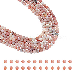 Nbeads 5 brins naturel marbre et sésame jaspe/kiwi perles de jaspe brins, mat, ronde, 4mm, Trou: 1mm, Environ 96 pcs/chapelet, 14.57'' (37 cm)
