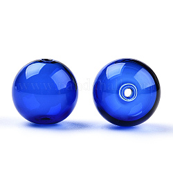 Cuentas de globo de vidrio de borosilicato alto de golpe transparente, redondo, para diy deseo botella colgante cuentas de vidrio, azul oscuro, 18x17mm, agujero: 2 mm