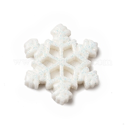 Cabochons de la resina tema de la Navidad, copo de nieve, blanco, 26.5x23x4mm