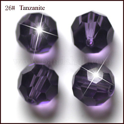 Perles d'imitation cristal autrichien, grade AAA, facetté (32 facettes), ronde, indigo, 10mm, Trou: 0.9~1mm