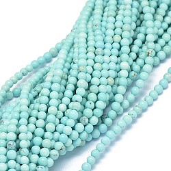 Natural Howlite Beads Strands, Dyed & Heated, Round, 4~4.5mm, Hole: 0.5mm, about 93~94pcs/strand, 15.9~16.1 inch(40.3~40.8cm)