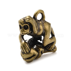 Латунные подвески, античное золото , обезьяна, 23x9.5x15 мм, отверстие : 2.9 мм