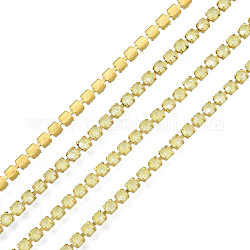 Cadenas de strass Diamante de imitación de bronce, cadena de la taza del rhinestone, imitar el estilo fluorescente, crudo (sin chapar), junquillo, 2x2mm, aproximadamente 23.62 pie (7.2 m) / hilo