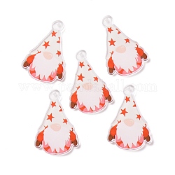 Weihnachtliche transparent bedruckte acrylanhänger, für Ohrringe Zubehör, Gnom, weiß, 34.5x23.5x2.5 mm, Bohrung: 1.6 mm