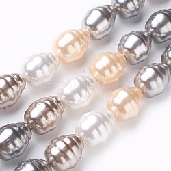 Fili di perle di conchiglia di elettropeste, patata, colore misto, 15~16.5x12~12.5mm, Foro: 0.8 mm, circa 26pcs/filo, 15.7 pollice ~ 16.1 pollici (40~41 cm)