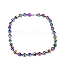 Collana di perline a colonna in ematite sintetica e ottone con fermagli magnetici, gioielli con pietre preziose per uomo donna, colore arcobaleno, 19-7/8 pollice (50.5 cm)