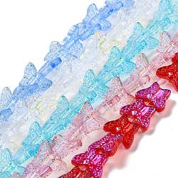 Transparent Glass Beads Strands, Butterfy, Mixed Color, 12.5x15.5x5mm, Hole: 1mm, about 25pcs/strand, 9.84 inch(25cm)