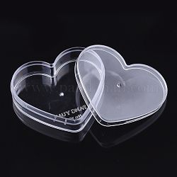 Contenitori di perline di plastica, cuore, chiaro, 67x78.5x21mm, capacità: 45 ml (1.52 fl. oz)