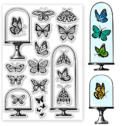 Globleland transparente Stempel mit Schmetterlingsmuster, Glasabdeckungsserie, Schmetterlingsmotte, transparente Silikonstempel für Scrapbooking, Kartenherstellung, Fotoalbum, Dekor, DIY-Handwerk