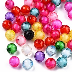 Trasparente come perle di plastica, sfaccettato, perline in perline, tondo, colore misto, 9.5mm, Foro: 2 mm, circa 1100pcs/500g