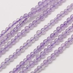 Natural Amethyst Round Bead Strands, 3mm, Hole: 0.8mm, about 126pcs/strand, 16 inch