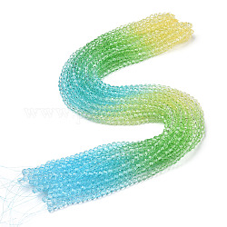 Fili di perline do vetro trasparente, perline multicolore segmentate, sfaccettato, tondo, verde lime, 4~4.5mm, Foro: 1 mm, circa 90~95pcs/filo, 13.98'' (35.5 cm)