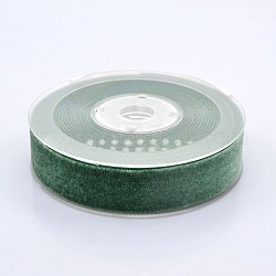 Polyester Velvet Ribbon for Gift Packing and Festival Decoration, Green, 7/8 inch(23mm), about 25yards/roll(22.86m/roll)
