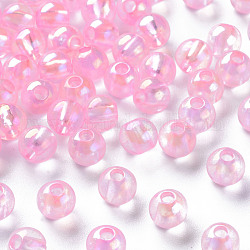 Perles en acrylique transparente, de couleur plaquée ab , ronde, perle rose, 6x5mm, Trou: 1.8mm, environ 4400 pcs/500 g