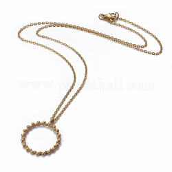 304 in acciaio inossidabile delle collane del pendente, con catene portacavi, anello, oro, 17.7 pollice (45 cm), ciondoli:26.5x23x2mm