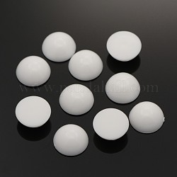 Cabochons en acrylique de demi-rond, blanc, 14x6mm
