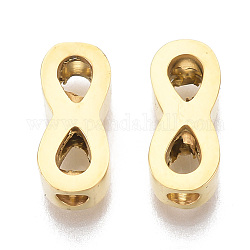 304 Stainless Steel Beads, Infinity, Golden, 10x4.5x3mm, Hole: 2mm