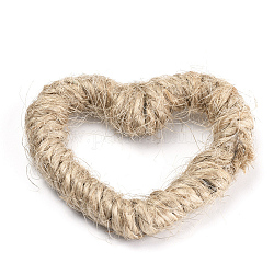 ABS Plastic Linking Rings, with Jute Twine, Heart, Wheat, 38x43x7mm