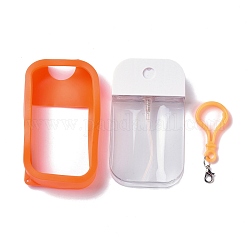 Пустые переносные пластиковые баллончики с распылителем, многоразовые бутылки, распылитель мелкого тумана, с силиконовым чехлом и застежкой-лобстером, прямоугольные, оранжево-красный, 17x6.1 см, емкость: 50 мл (1.69 жидких унции)
