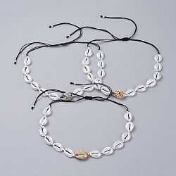 Collane intrecciate con filo di nylon regolabile, con imitazione acrilico perla perline, perle di ottone e perle di conchiglia stampate, colore misto, 11.02 pollice ~ 25.2 pollici (28~64 cm)