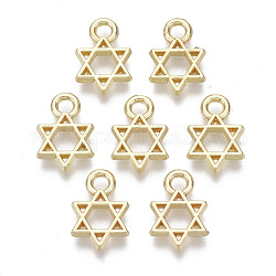 Charms in lega, per gli ebrei, Stella di David, oro chiaro, 12x8x1.5mm, Foro: 2 mm